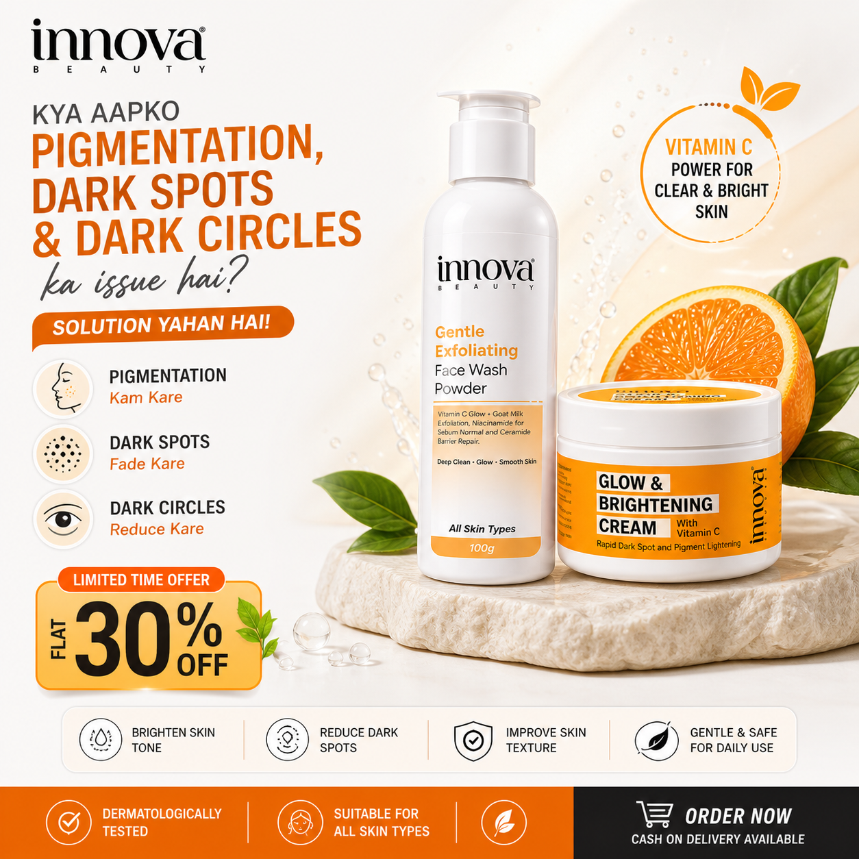 Clear & Glow Bundle – Powder Face Wash + Vitamin C Glow Cream