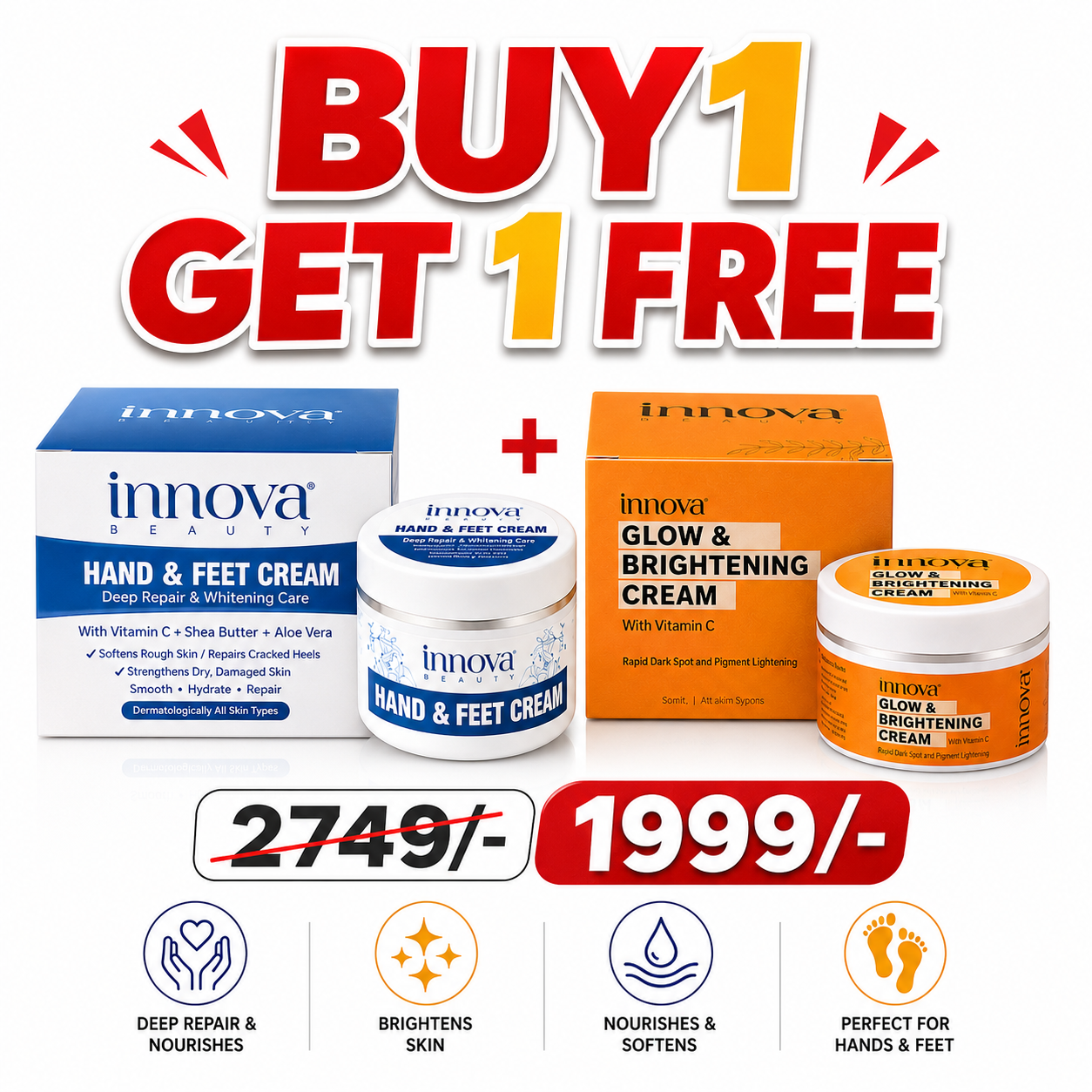 Glow & Repair Combo – Hand feet + Vitman C cream